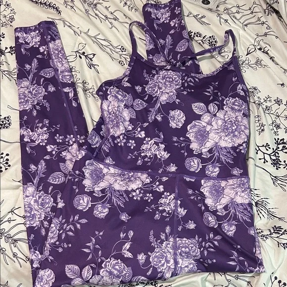 Purple Floral one piece - Picture 1 of 3